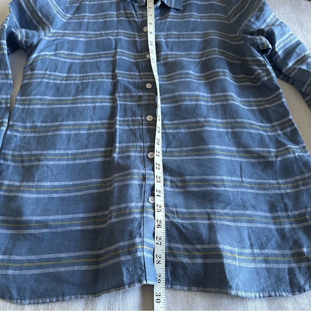Coldwater Creek Womens M Linen Striped Button Up Tunic Top Preppy Office Casual - Picture 8 of 12